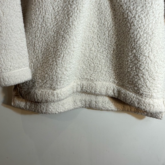 AIRIE Sz L Cozy Cream Sherpa Pullover With Snap Closure Funnel Neck Long Sleeves - Picture 4 of 9
